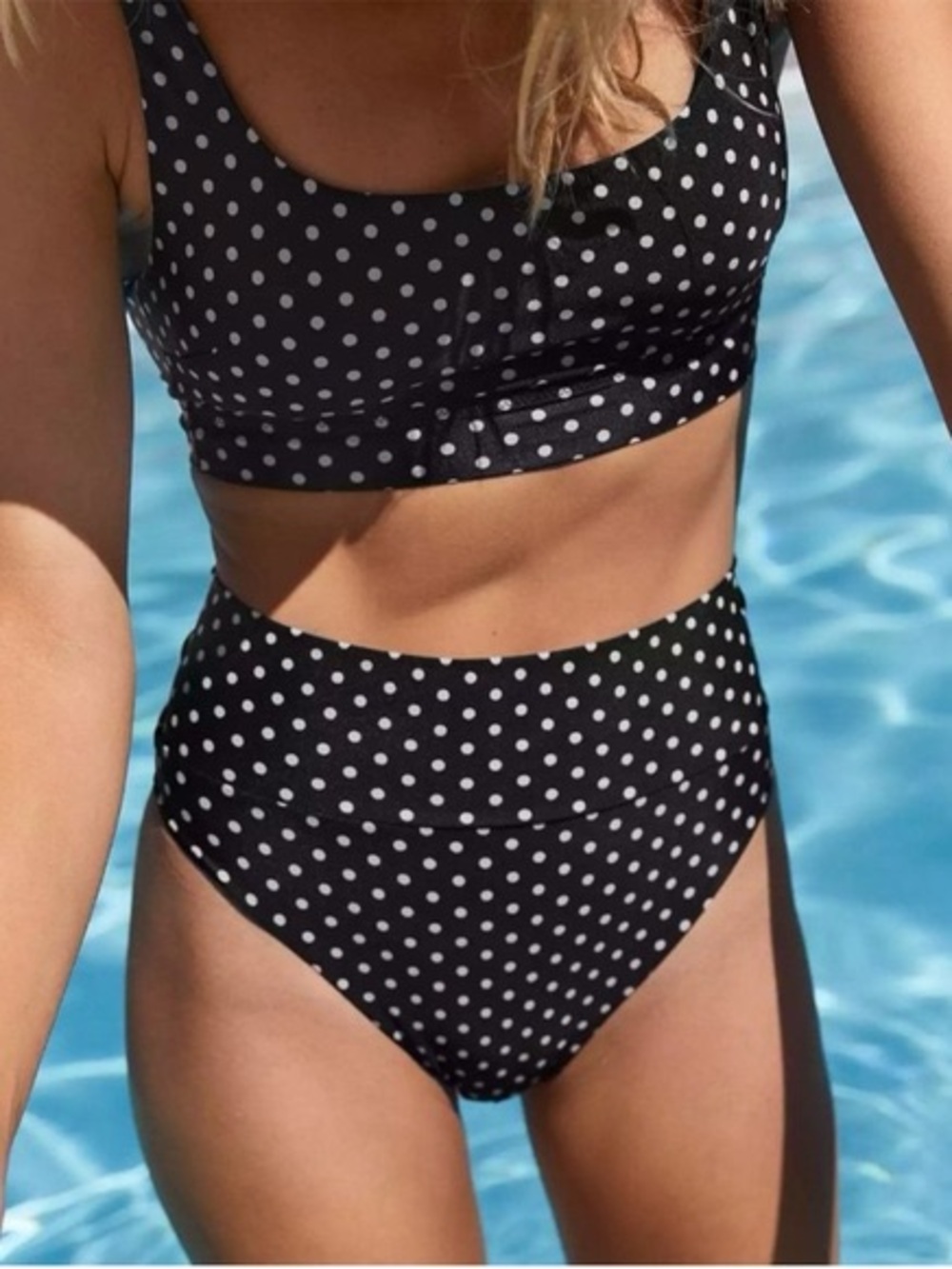aerie Black & White Polka Dot High-Waist Bikini Set